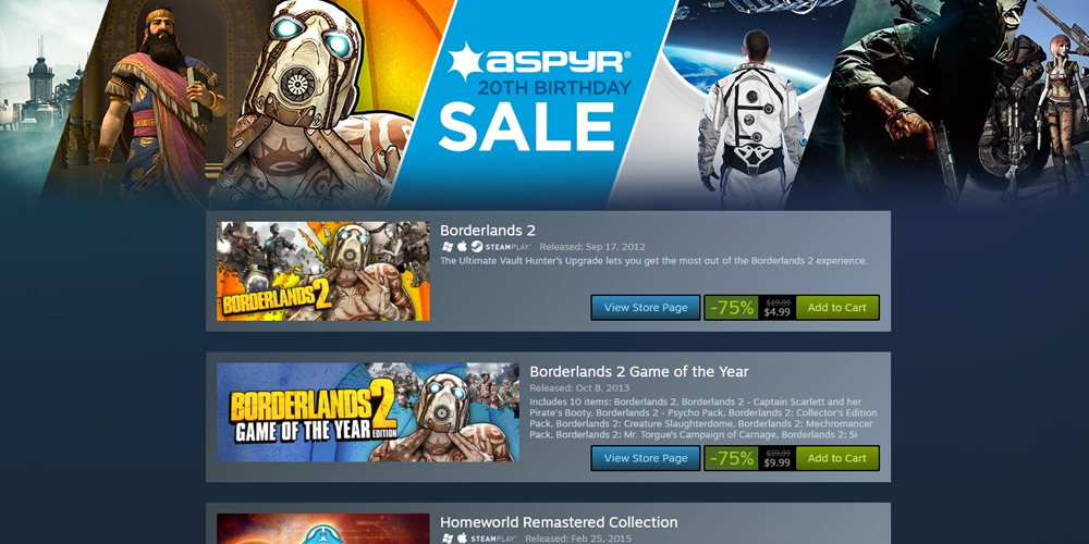 Aspyr Birthday Sale on Steam