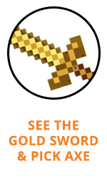 Gold Sword and Pick Axe for Minecraft Halloween